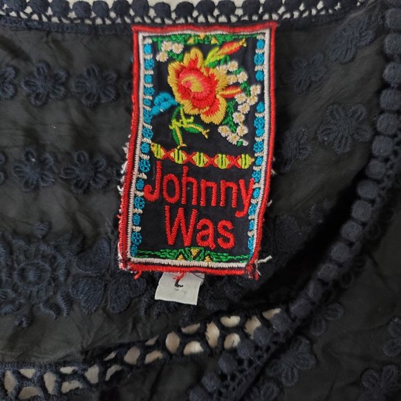 JOHNNY WAS Black Embroidered Tunic L EUC - Picture 4 of 8